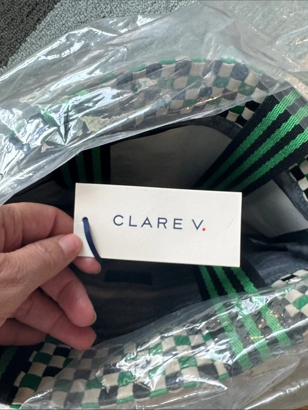 Clare V. Carryall Tote - Green & Black Checker